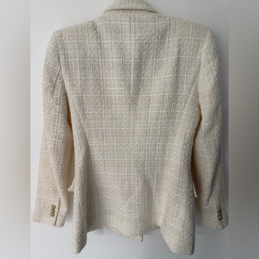 ZARA Cream Tweed Blazer | Double Breasted Gold Buttons | Chanel Style | Size S - Picture 11 of 11